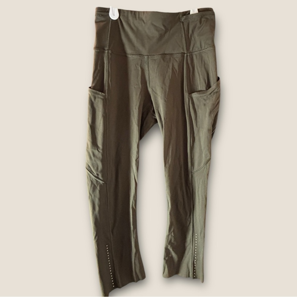 Lululemon Fast & Free Crop II *Nulux 19" in 
Dark Olive, Good Used Condition. - Picture 3 of 7